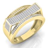 0.60 Carat (ctw) 14K Yellow Gold Round White Diamond Men's Hip Hop Micro Pave Anniversary Wedding Band