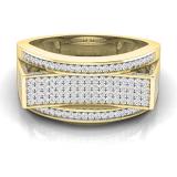 0.60 Carat (ctw) 14K Yellow Gold Round White Diamond Men's Hip Hop Micro Pave Anniversary Wedding Band