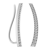 0.30 Carat (ctw) 10K White Gold Round Cut White Diamond Ladies Curved Bar Ear Climber Earrings