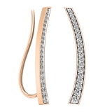 0.30 Carat (ctw) 14K Rose Gold Round Cut White Diamond Ladies Curved Bar Ear Climber Earrings
