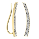 0.30 Carat (ctw) 14K Yellow Gold Round Cut White Diamond Ladies Curved Bar Ear Climber Earrings