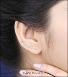 0.30 Carat (ctw) 14K Yellow Gold Round Cut White Diamond Ladies Curved Bar Ear Climber Earrings