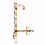 0.60 Carat (ctw) 10K Rose Gold Round Cut White Diamond Ladies Journey Stars shaped Climber Earrings