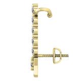 0.60 Carat (ctw) 10K Yellow Gold Round Cut White Diamond Ladies Journey Stars shaped Climber Earrings