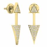 0.15 Carat (ctw) 10K Yellow Gold Round Cut White Diamond Ladies Arrow shaped Drop Earrings