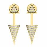 0.15 Carat (ctw) 10K Yellow Gold Round Cut White Diamond Ladies Arrow shaped Drop Earrings