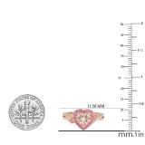 1.40 Carat (ctw) 14K Rose Gold Heart Cut Morganite & Round Cut Pink Sapphire & White Diamond Ladies Heart Shaped Bridal Promise Engagement Ring