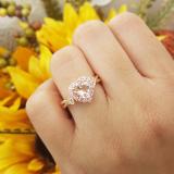 1.40 Carat (ctw) 18K Rose Gold Heart Cut Morganite & Round Cut Pink Sapphire & White Diamond Ladies Heart Shaped Bridal Promise Engagement Ring