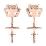 0.60 Carat (ctw) 14K Rose Gold Oval Cut Morganite & Round Cut White Diamond Ladies Halo Stud Earrings