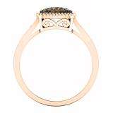 0.40 Carat (ctw) 10K Rose Gold Round Champagne & White Diamond Ladies Cluster Style Bridal Engagement Ring