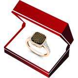 0.40 Carat (ctw) 10K Rose Gold Round Champagne & White Diamond Ladies Cluster Style Bridal Engagement Ring