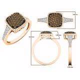 0.40 Carat (ctw) 10K Rose Gold Round Champagne & White Diamond Ladies Cluster Style Bridal Engagement Ring