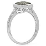 0.40 Carat (ctw) 10K White Gold Round Champagne & White Diamond Ladies Cluster Style Bridal Engagement Ring