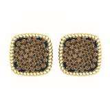 0.60 Carat (ctw) 14K Yellow Gold Round Champagne Diamond Ladies Cluster Style Stud Earrings