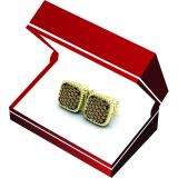 0.60 Carat (ctw) 14K Yellow Gold Round Champagne Diamond Ladies Cluster Style Stud Earrings