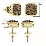 0.60 Carat (ctw) 14K Yellow Gold Round Champagne Diamond Ladies Cluster Style Stud Earrings
