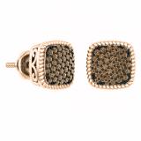 0.60 Carat (ctw) 18K Rose Gold Round Champagne Diamond Ladies Cluster Style Stud Earrings