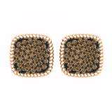0.60 Carat (ctw) 18K Rose Gold Round Champagne Diamond Ladies Cluster Style Stud Earrings
