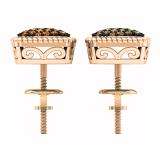 0.60 Carat (ctw) 18K Rose Gold Round Champagne Diamond Ladies Cluster Style Stud Earrings