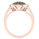 0.90 Carat (ctw) 10K Rose Gold Round Champagne & White Diamond Ladies Cluster Style Bridal Engagement Ring