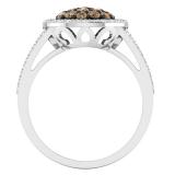0.90 Carat (ctw) 10K White Gold Round Champagne & White Diamond Ladies Cluster Style Bridal Engagement Ring
