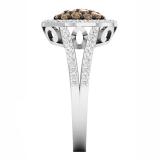 0.90 Carat (ctw) 10K White Gold Round Champagne & White Diamond Ladies Cluster Style Bridal Engagement Ring