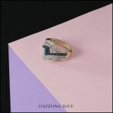 0.80 Carat (ctw) 10K Yellow Gold Round Cut Blue & White Diamond Ladies Twisted Style Right Hand Fashion Band 3/4 CT