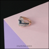 0.80 Carat (ctw) 14K Rose Gold Round Cut Blue & White Diamond Ladies Twisted Style Right Hand Fashion Band 3/4 CT