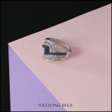 0.80 Carat (ctw) 18K White Gold Round Cut Blue & White Diamond Ladies Twisted Style Right Hand Fashion Band 3/4 CT