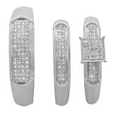 0.30 Carat (ctw) Sterling Silver Round White Diamond Men & Women's Micro Pave Engagement Ring Trio Bridal Set 1/3 CT