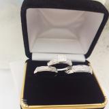 0.30 Carat (ctw) Sterling Silver Round White Diamond Men & Women's Micro Pave Engagement Ring Trio Bridal Set 1/3 CT