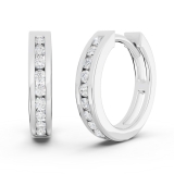 0.18 Carat (ctw) 18K White Gold Small Round Diamond Huggie Hoop Earrings