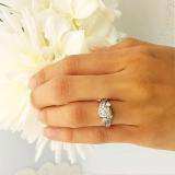 0.85 Carat (ctw) 18K White Gold Round Diamond Ladies Swirl Twisted Style Bridal Engagement Ring Matching Band Set