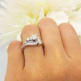 0.85 Carat (ctw) 18K White Gold Round Diamond Ladies Swirl Twisted Style Bridal Engagement Ring Matching Band Set