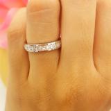 0.75 Carat (ctw) 18K White Gold Princess White Diamond Anniversary Wedding Invisible Set Stackable Ring Band 3/4 CT