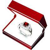 1.40 Carat (ctw) 14K White Gold Cushion Garnet & Round Champagne & White Diamond Ladies Swirl Split Shank Halo Style Bridal Engagement Ring