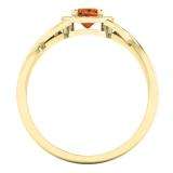 0.55 Carat (ctw) 14K Yellow Gold Cushion Garnet & Round Champagne & White Diamond Ladies Swirl Split Shank Halo Style Bridal Engagement Ring 1/2 CT