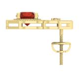 3.35 Carat (ctw) 14K Yellow Gold Round Garnet Champagne & White Diamond Ladies Halo Style Drop Earrings