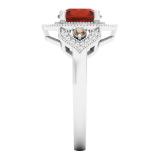 2.30 Carat (ctw) 14K White Gold Round Garnet Champagne & White Diamond Ladies Halo Style Bridal Engagement Ring