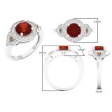 2.30 Carat (ctw) 14K White Gold Round Garnet Champagne & White Diamond Ladies Halo Style Bridal Engagement Ring