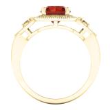 2.30 Carat (ctw) 14K Yellow Gold Round Garnet Champagne & White Diamond Ladies Halo Style Bridal Engagement Ring