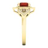 2.30 Carat (ctw) 14K Yellow Gold Round Garnet Champagne & White Diamond Ladies Halo Style Bridal Engagement Ring