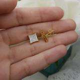 0.20 Carat (ctw) 14K Yellow Gold White Real Diamond Kite Shape Mens Hip Hop Iced Stud Earrings 1/5 CT