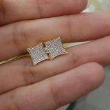 0.20 Carat (ctw) 14K Yellow Gold White Real Diamond Kite Shape Mens Hip Hop Iced Stud Earrings 1/5 CT