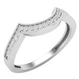 0.15 Carat (ctw) Round White Diamond Ladies Contour Guard Wedding Band 925 Sterling Silver