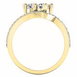 1.20 Carat (ctw) 10K Yellow Gold Round White Diamond Ladies Two Stone Bypass Style Bridal Engagement Ring Set