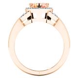 2.10 Carat (ctw) 14K Rose Gold Pear Cut Morganite & Round Cut White Diamond Ladies Bridal Halo Engagement Ring