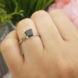 1.50 Carat (Ctw) Sterling Silver Princess Cut Black Diamond Ladies Solitaire Bridal Engagement Ring 1 1/2 CT