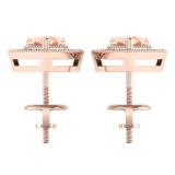 1.05 Carat (ctw) Rose Gold Plated Sterling Silver Heart Cut Morganite & Round Cut White Diamond Ladies Halo Stud Earrings 1 CT