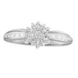 0.12 Carat (ctw) 10K White Gold Round Cut White Diamond Ladies Cluster Promise Engagement Ring